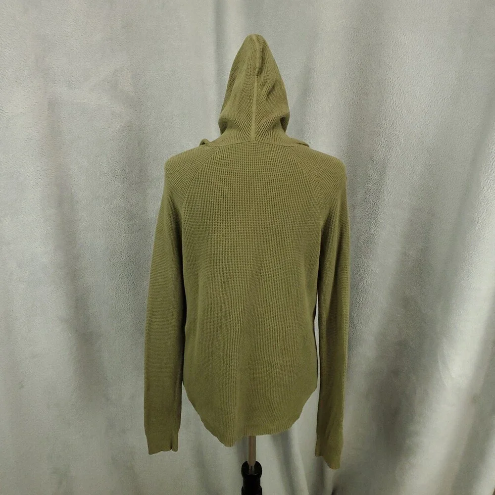 Ralph Lauren Waffle Knit Hoodie Womens Medium Green Hooded Pullover Drawstring - Picture 11 of 11